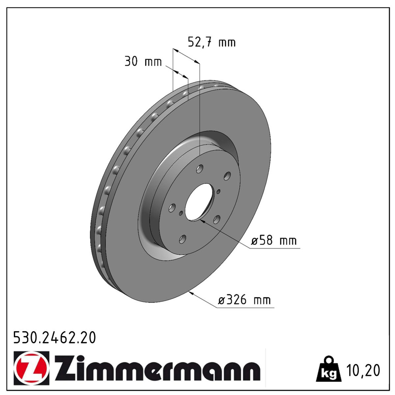 Zimmermann Bremsscheiben Satz SUBARU Impreza 2.0/2.5 WRX STI AWD vorne