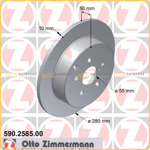 ZIMMERMANN Bremsscheiben Satz für Toyota Avensis (T25) 1.6-2.4 2.0D-4D hinten