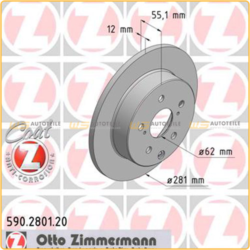 ZIMMERMANN Bremsscheiben für TOYOTA RAV 4 III (_A3_) + RAV 4 IV (_A4_) hinten