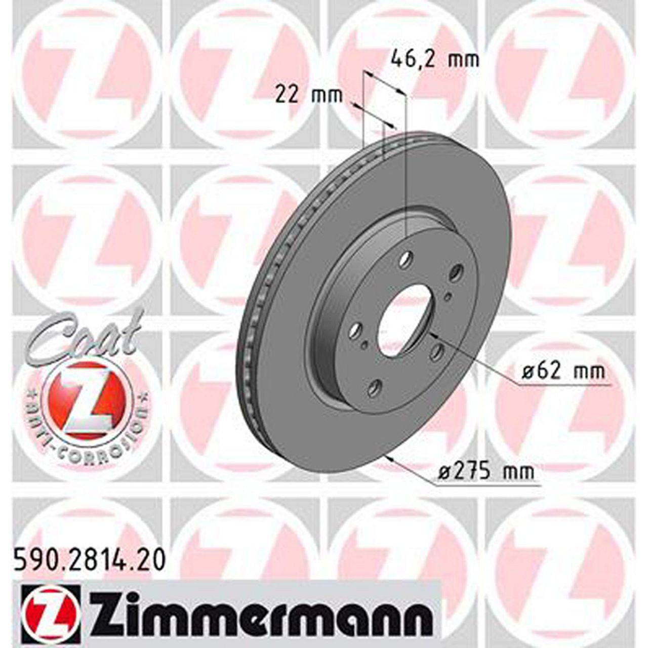 ZIMMERMANN Bremsscheiben Satz für Toyota Auris 1.33-1.8 Corolla 1.6 vorne