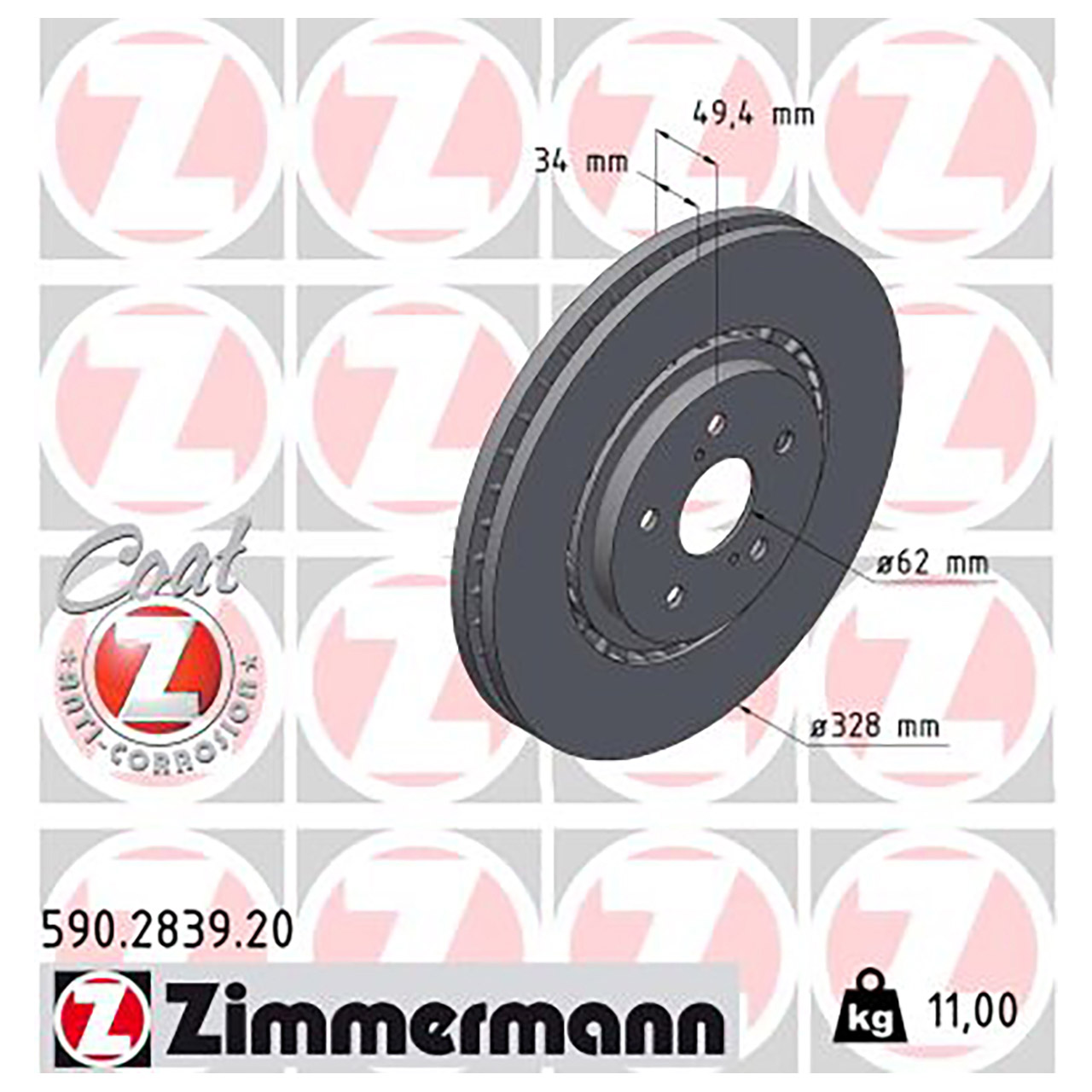 ZIMMERMANN Bremsscheiben Satz TOYOTA Rav 4 V (_A5_, _H5_) 17 Zoll LEXUS RX (L1 L2) vorne