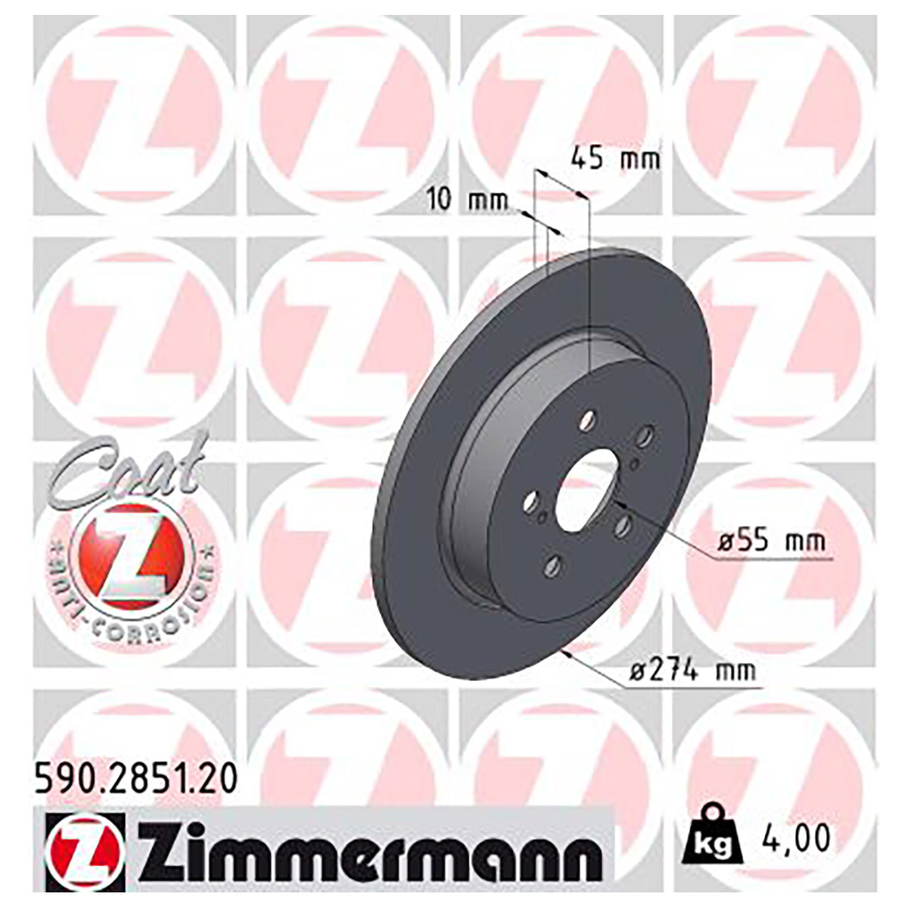 ZIMMERMANN Bremsscheiben Satz TOYOTA Yaris (_P21_) 1.5 Hybrid 116 PS hinten 42431-K0010