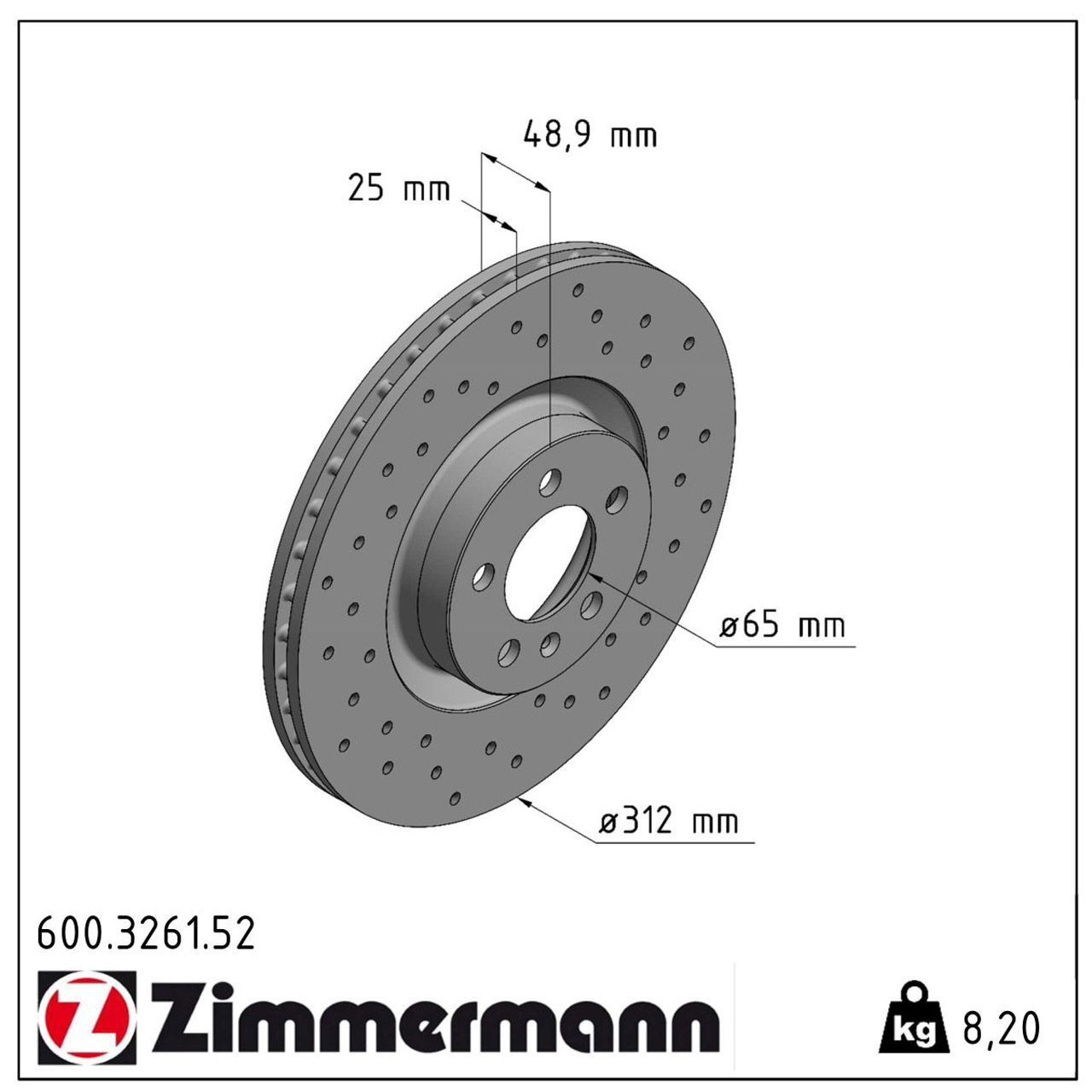 Zimmermann SPORT Bremsscheiben Satz VW POLO 6 2.0 GTI PR-1ZB ab Fgst. AW-J-000 001 vorne