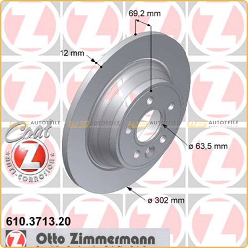 ZIMMERMANN Bremsscheiben für Volvo S80 V70 XC70 ohne elektr. Handbremse hinten