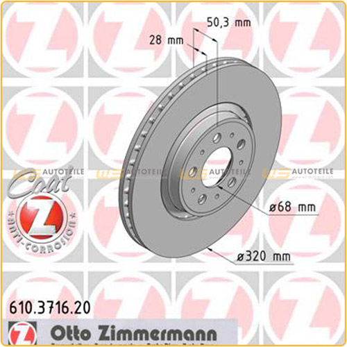 ZIMMERMANN Bremsscheiben für Volvo S60 I S80 I V70 II XC70 Cross Country vorne