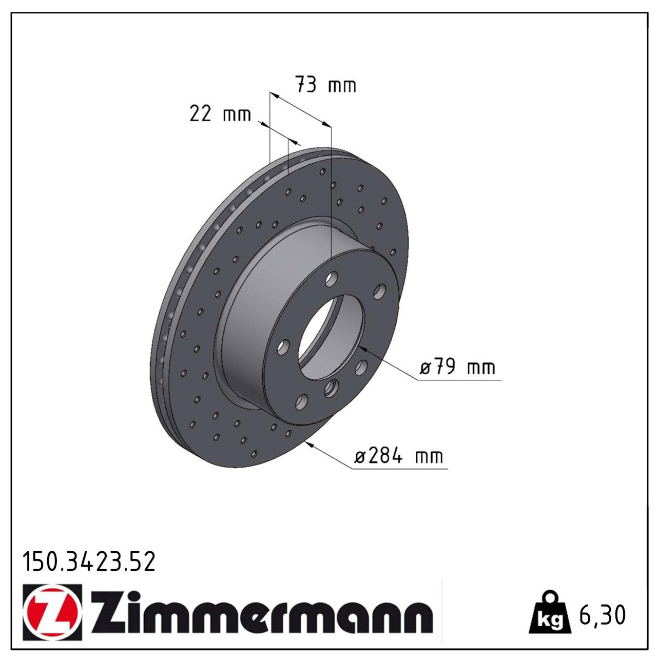 Zimmermann SPORT Bremsscheiben Satz für BMW 1er E81 E87 116i 116d 118d vorne