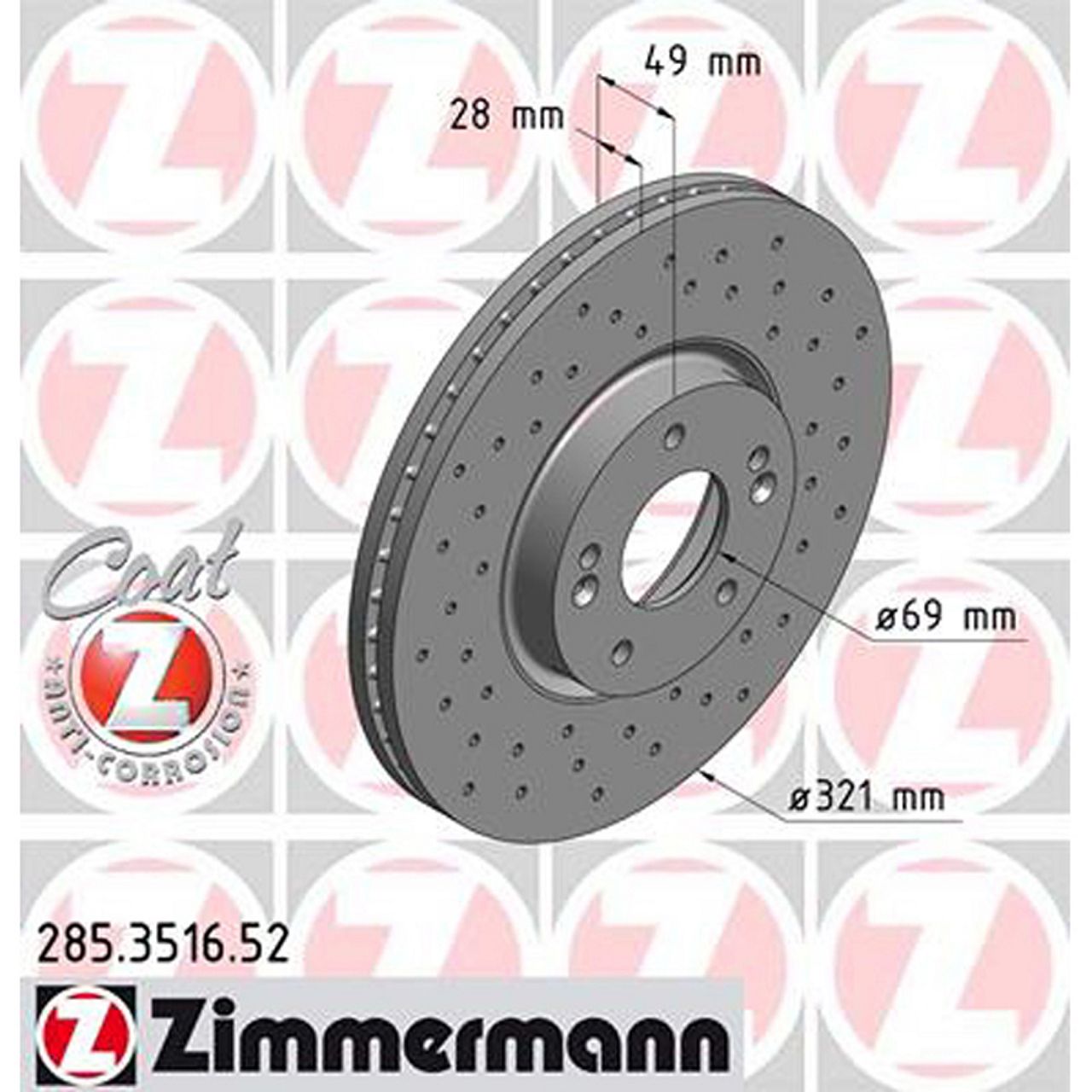 Zimmermann SPORT Bremsscheiben Satz HYUNDAI Santa Fe 1 2 3 ix55 KIA Sorento 2 3 vorne