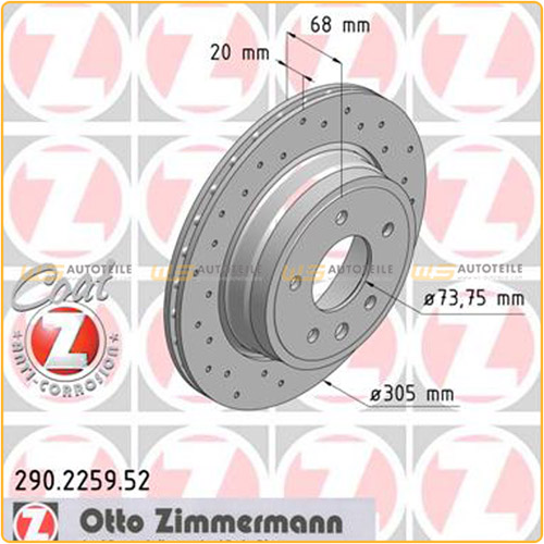 Zimmermann SPORT Bremsscheiben Satz für Jaguar XJ XJSC XK 8 hinten