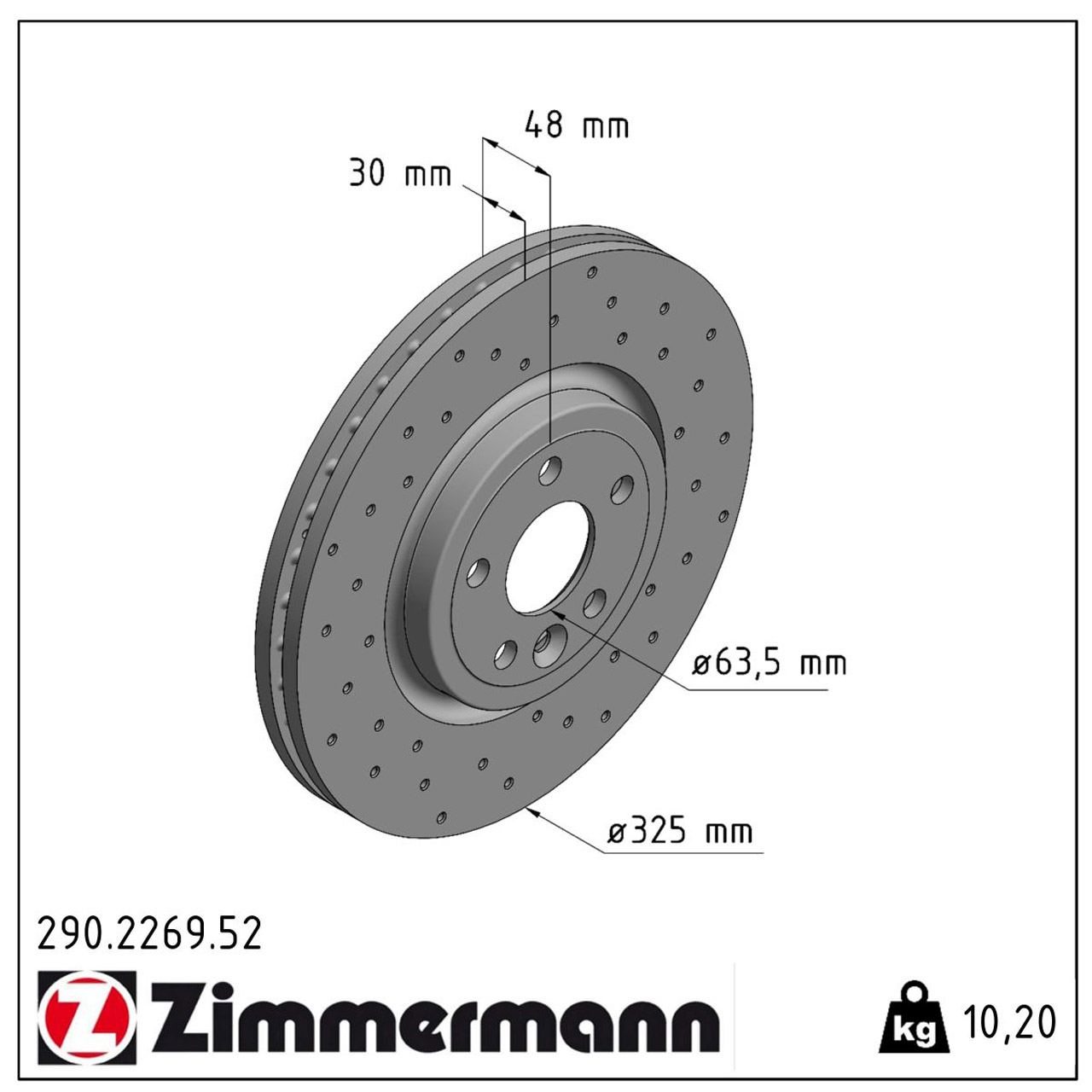 Zimmermann SPORT Bremsscheiben Satz LAND ROVER Range Rover Velar (L560) 17 Zoll vorne