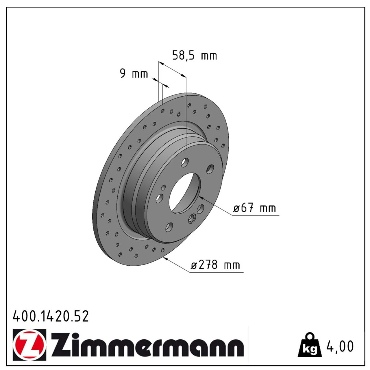 Zimmermann SPORT Bremsscheiben für Mercedes 190 W201 Evo II R129 280-320 hinten