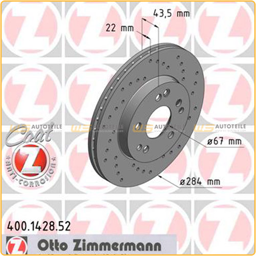 Zimmermann SPORT Bremsscheiben für Mercedes W124 S124 C124 A124 SL R107 vorne