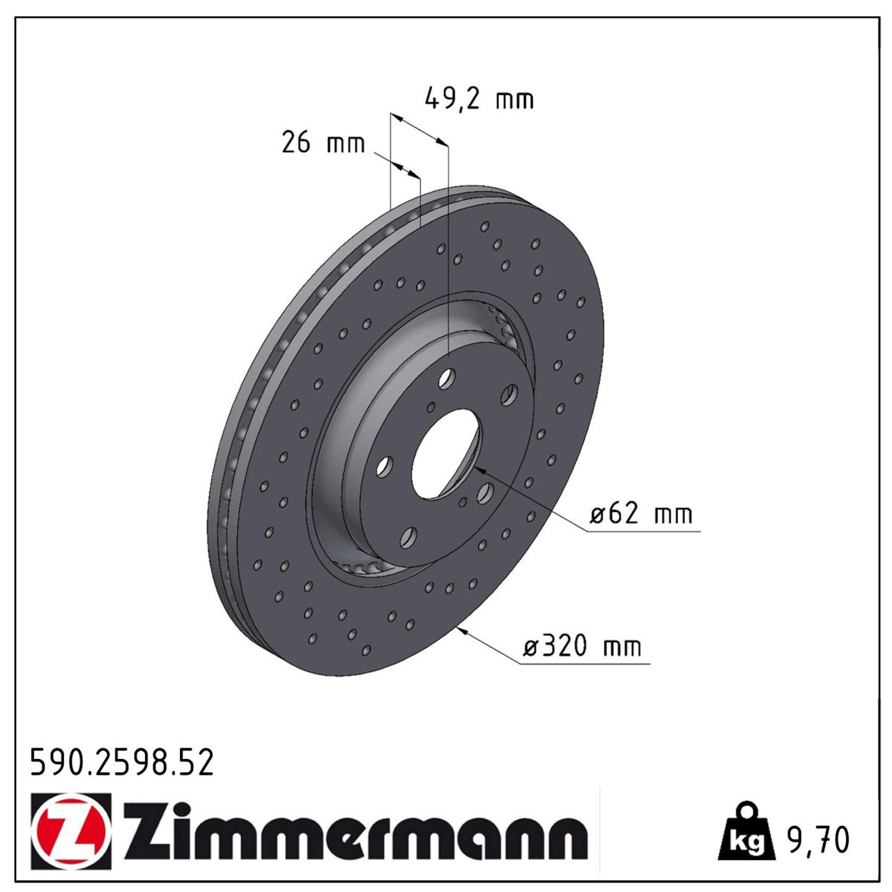 Zimmermann SPORT Bremsscheiben Satz für Toyota Avensis 2.2D-4D 170/177 PS vorne