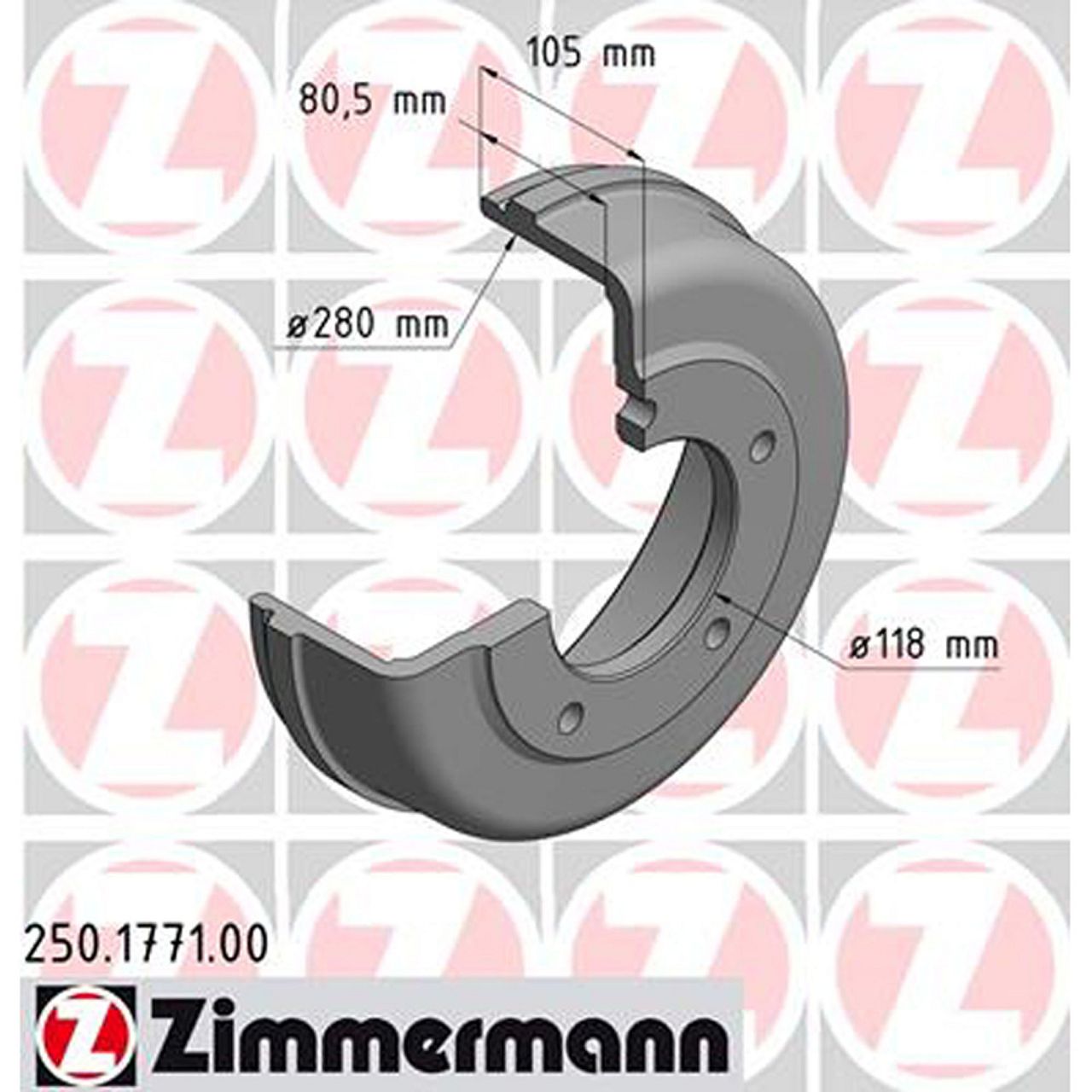 ZIMMERMANN Bremstrommeln Satz FORD Transit 01.2000-05.2006 mit Einfachbereifung hinten