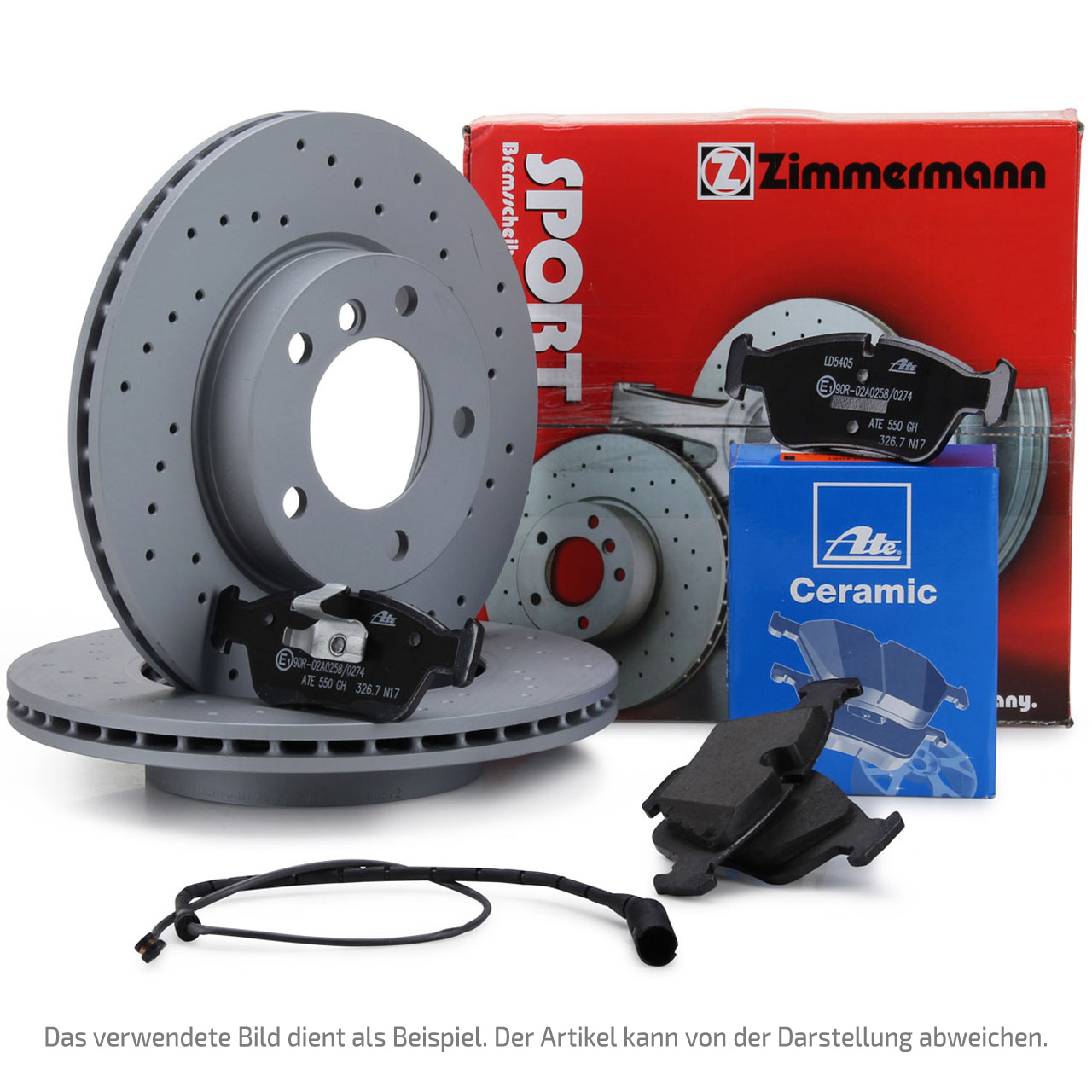 Zimmermann SPORT Bremsscheiben + ATE Ceramic Beläge + Wako BMW E39 520-528i 520-530d vorne