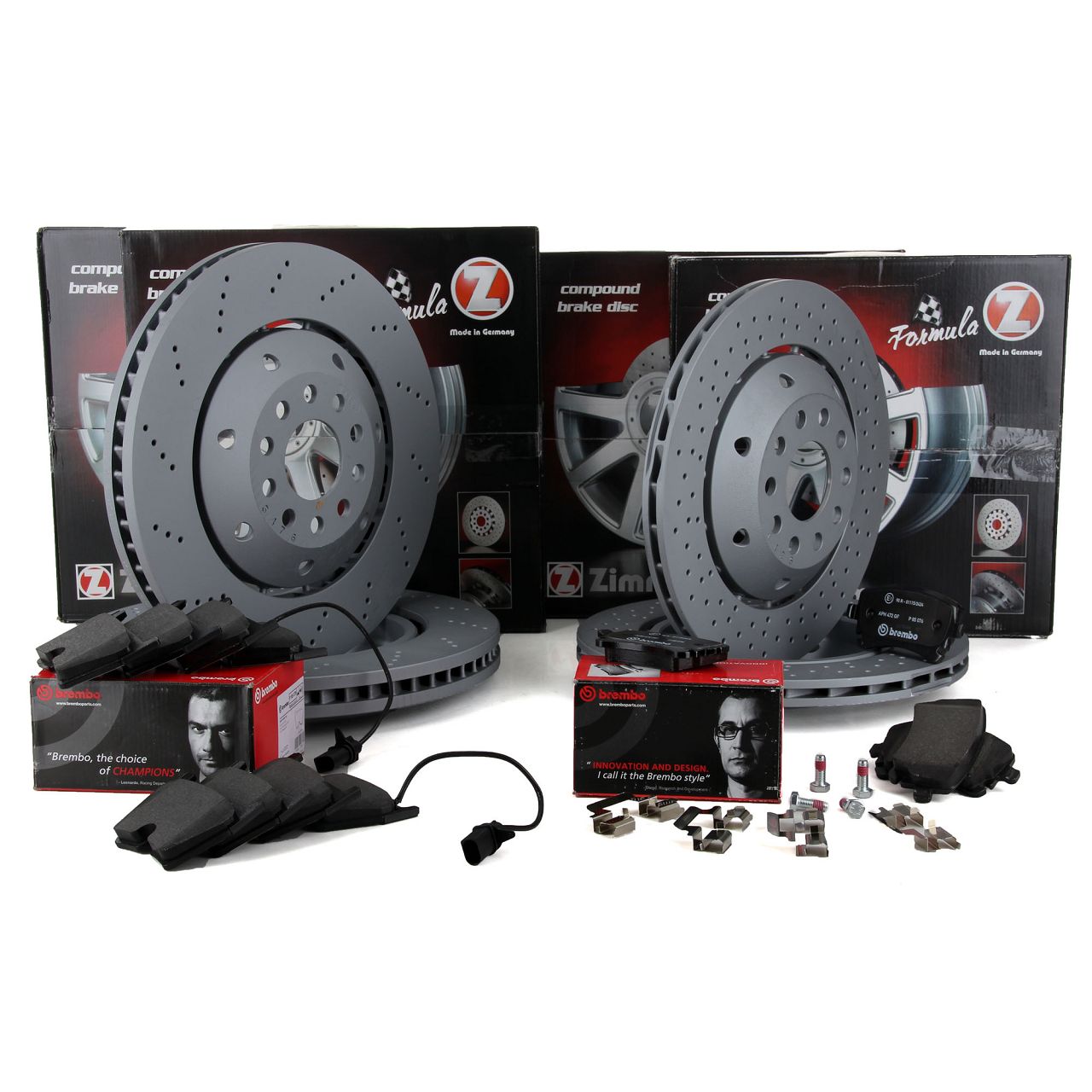 Zimmermann FORMULA Z Bremsscheiben + BREMBO Beläge AUDI RS6 (C5) vorne + hinten