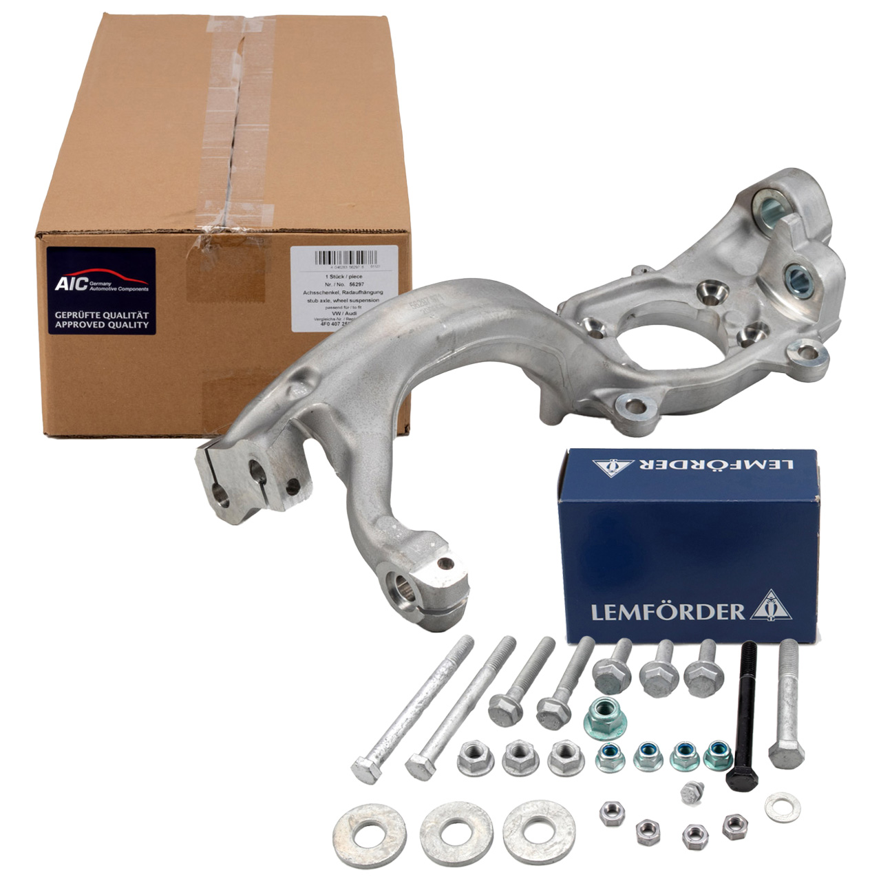 AIC Achsschenkel Radlagergehäuse 92MM + LEMFÖRDER Schraubensatz AUDI A6 S6 C6 vorne links