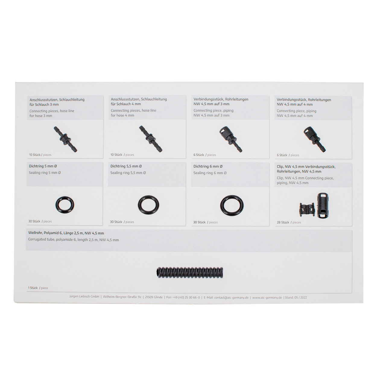 AIC 71627 Reparatursatz Waschwasserleitung Wischwasserschlauch Ø 3,0x4,0mm Länge 25cm