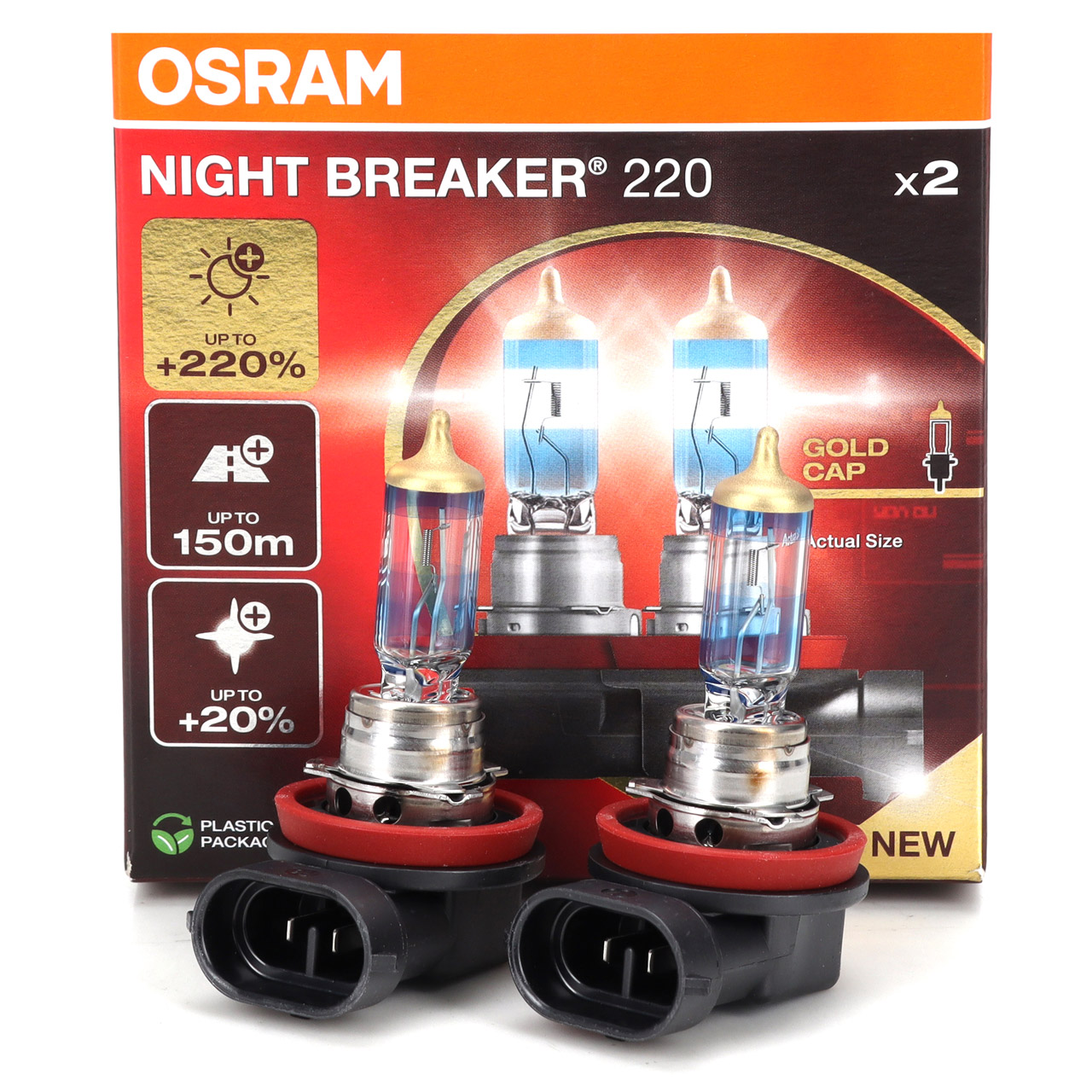 2x OSRAM H11 NIGHT BREAKER 220 Glühlampe 12V 55W PGJ19-2 +220% VERSION 2024/2025