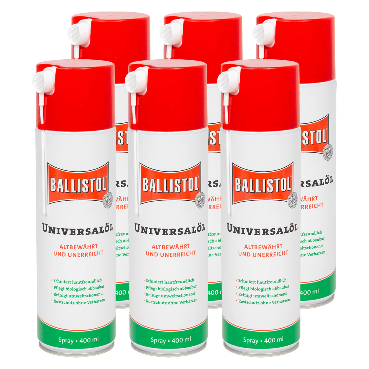 6x 400ml BALLISTOL 21810 Universalöl Rostschutz Maschinenöl Schmieröl Pflegeöl Öl