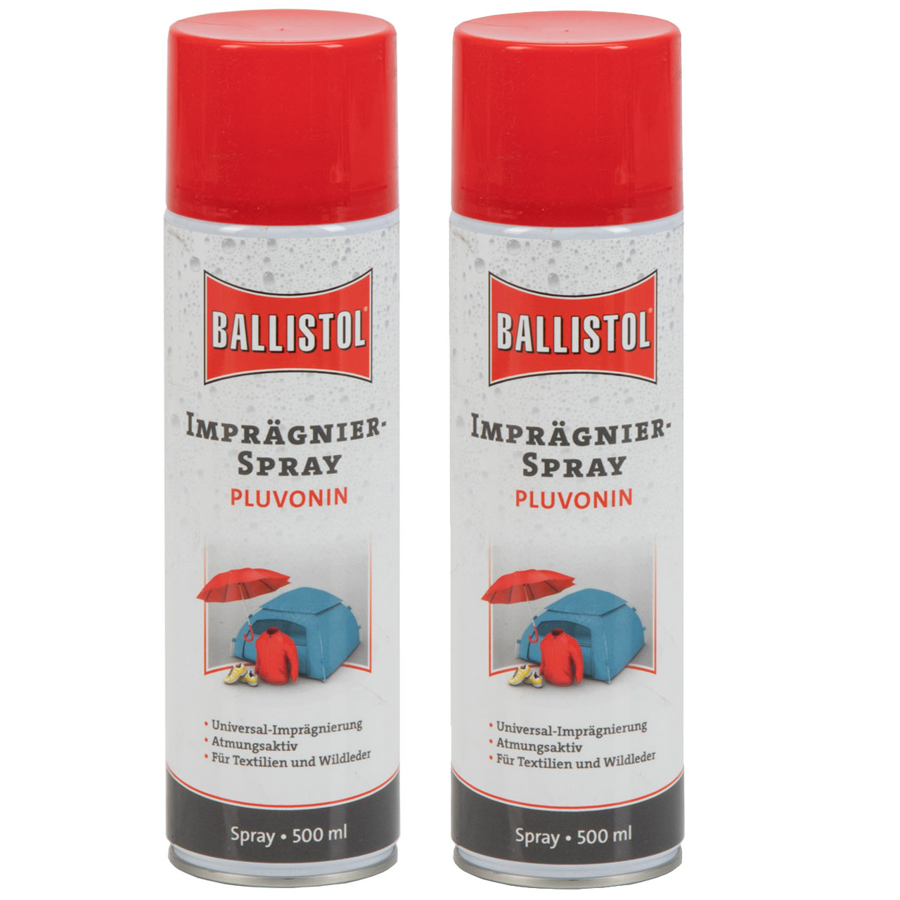 2x 500ml BALLISTOL 25010 PLUVONIN Verdeck- & Textil-Imprägnierung Spray Nässeschutz