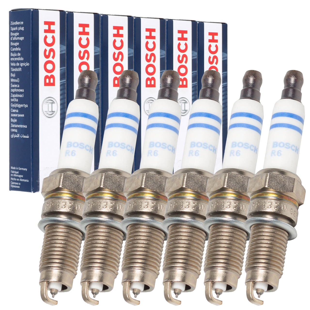 6x BOSCH 0242135510 YR7LPP332W Zündkerze AUDI A3 8P VW Golf 4 5 R32 T5 PORSCHE Cayenne 3.2