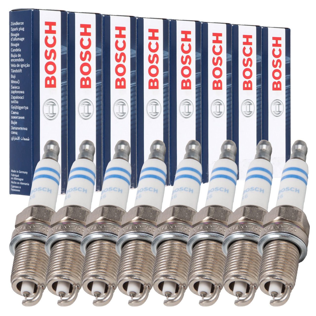 8x BOSCH FR7KPP332 0242235776 Zündkerze BMW 5er E60 E61 6er E63 E64 7er E65-67 X5 N62