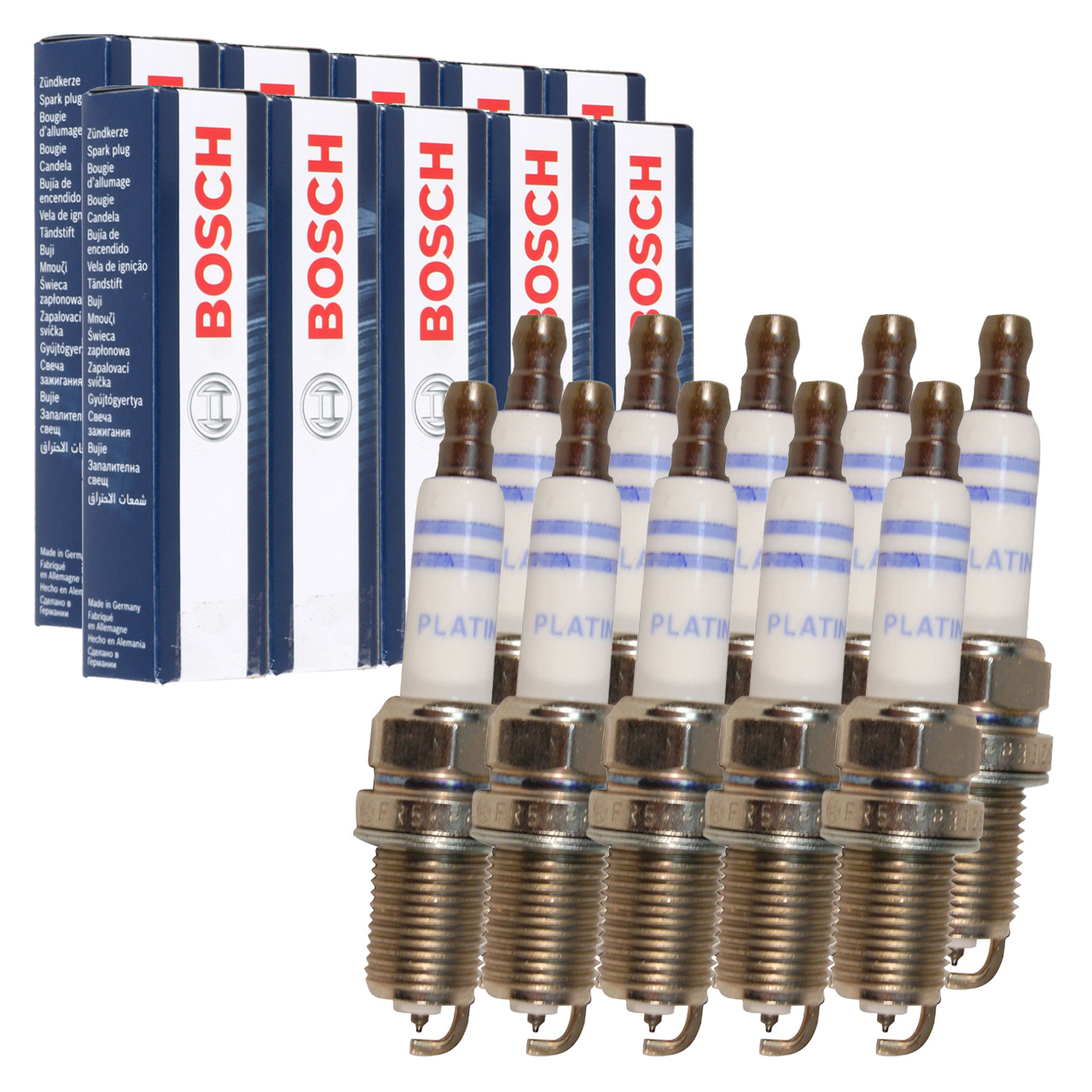 10x BOSCH FR5KPP332S 0242245576 Zündkerze AUDI R8 5.2 FSI 525-610 PS 06H905611