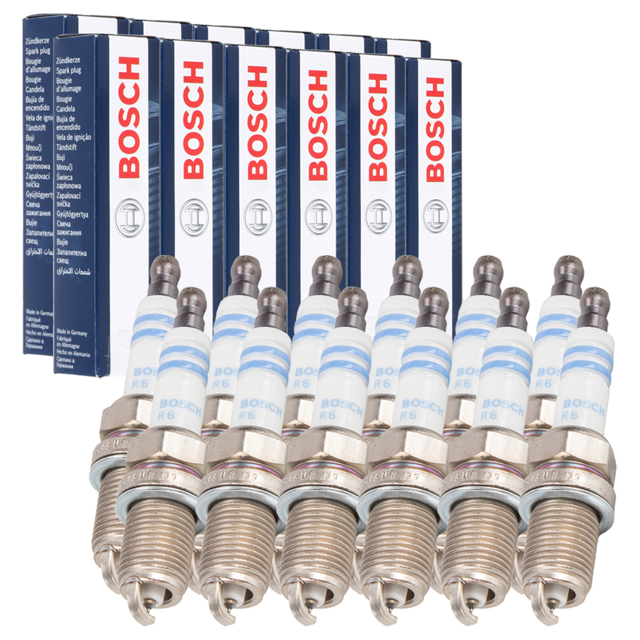 12x BOSCH 0242236571 FR7KI332S CNG LPG GAS Zündkerze MERCEDES W202 W203 W210 W211 W463