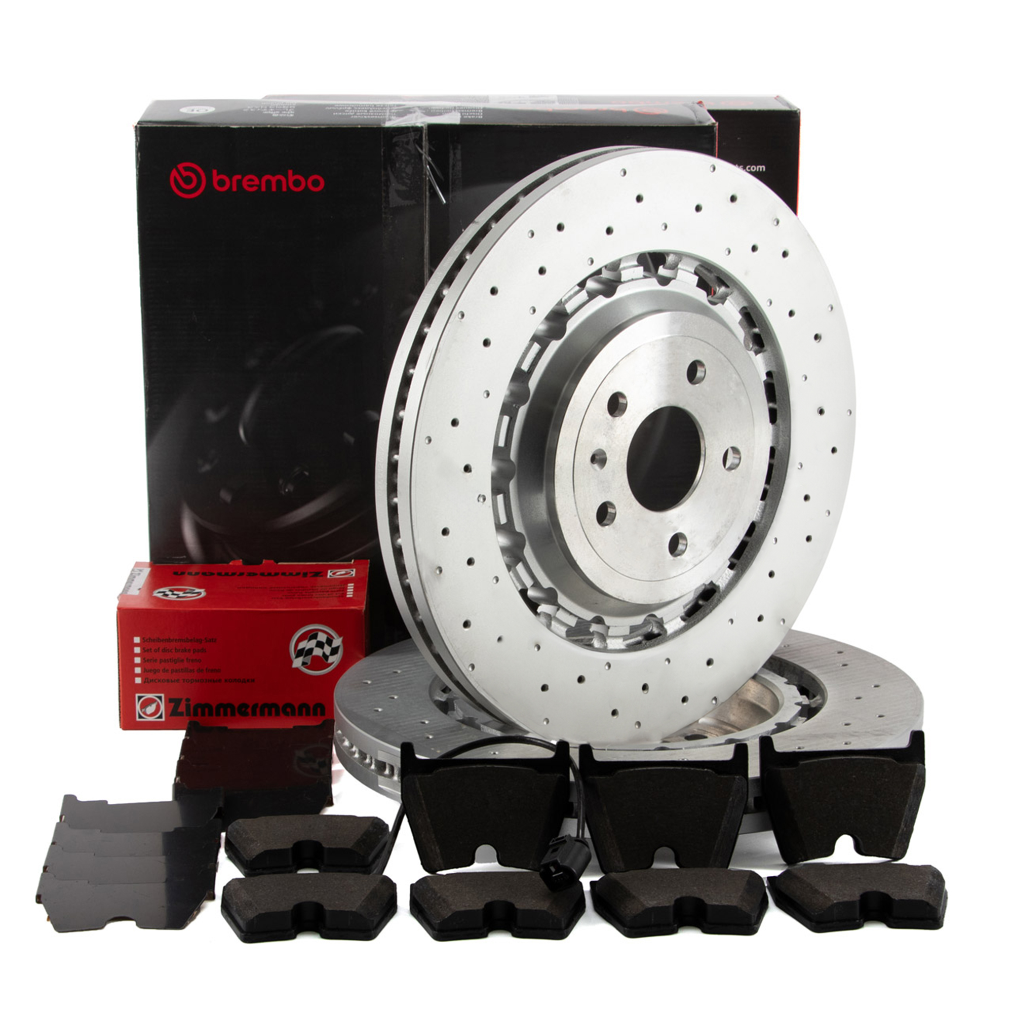 BREMBO Bremsscheiben + ZIMMERMANN Beläge + Sensor AUDI TTRS (FV) 400 PS PR-1LU/1ZK vorne