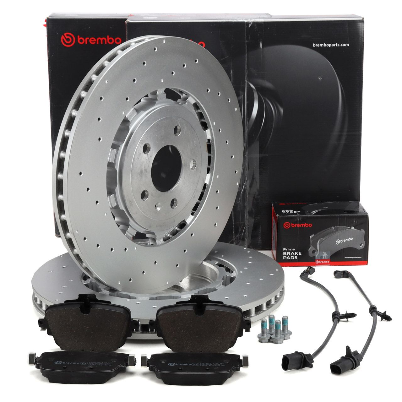 BREMBO Bremsscheiben + Bremsbeläge + Sensor AUDI RS6 C8 RS7 4K RSQ8 4M 600/630 PS hinten