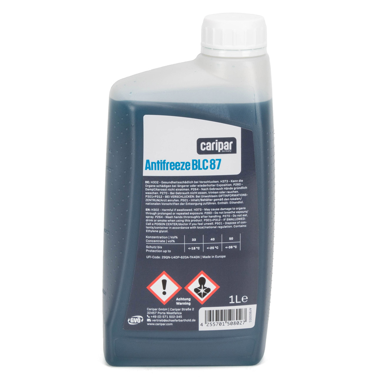 1L 1 Liter CARIPAR ANTIFREEZE BLC 87 Frostschutz Kühlerfrostschutz Konzentrat BLAU/GRÜN