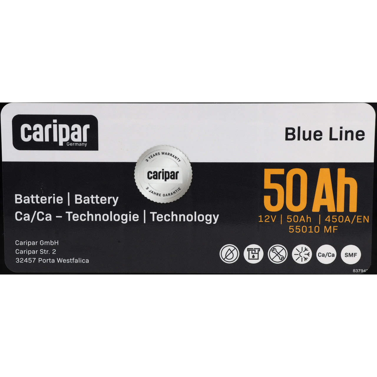 CARIPAR BLUE LINE PKW KFZ Autobatterie Starterbatterie 12V 50Ah 450A/EN B13