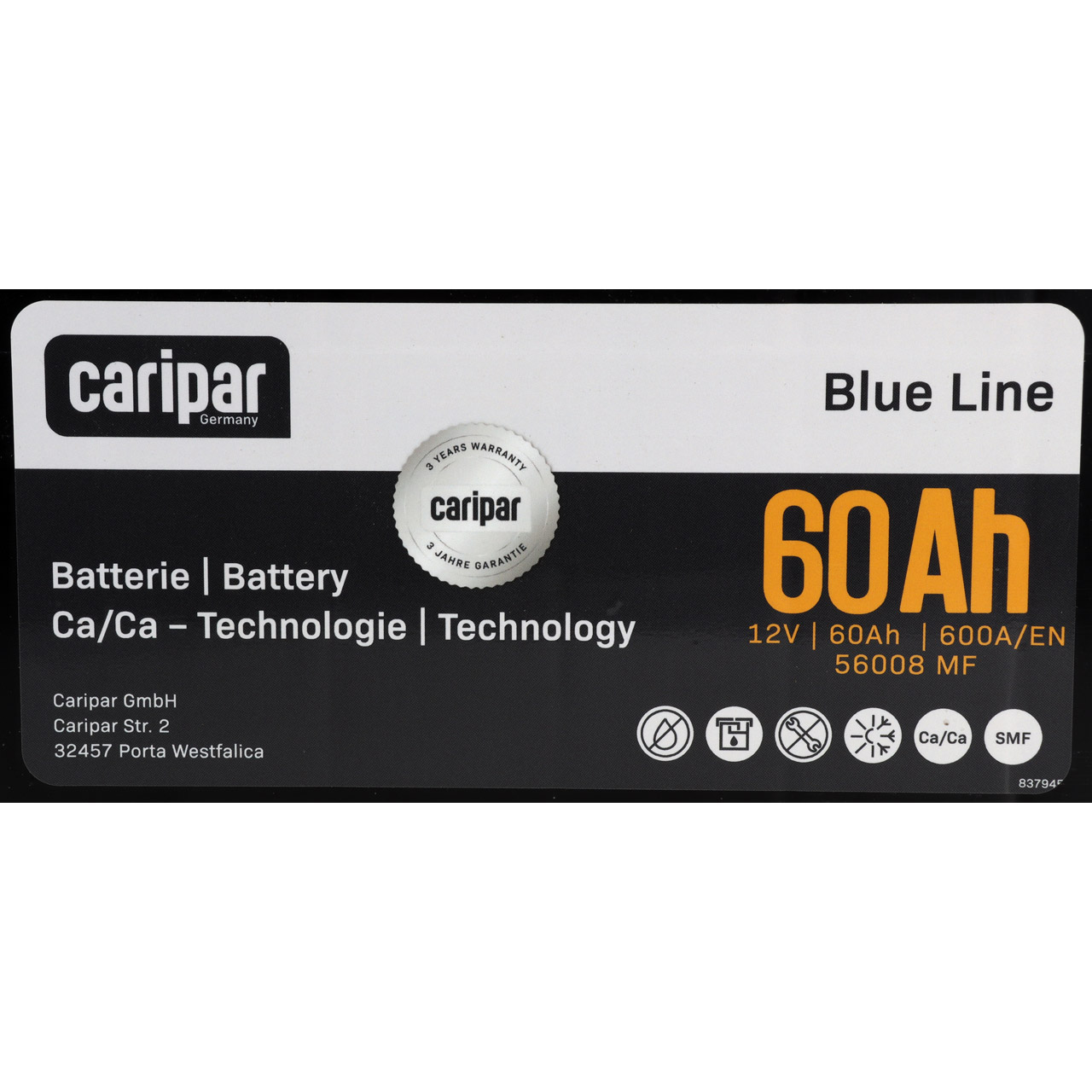 CARIPAR BLUE LINE PKW KFZ Autobatterie Starterbatterie 12V 60Ah 600A/EN B13