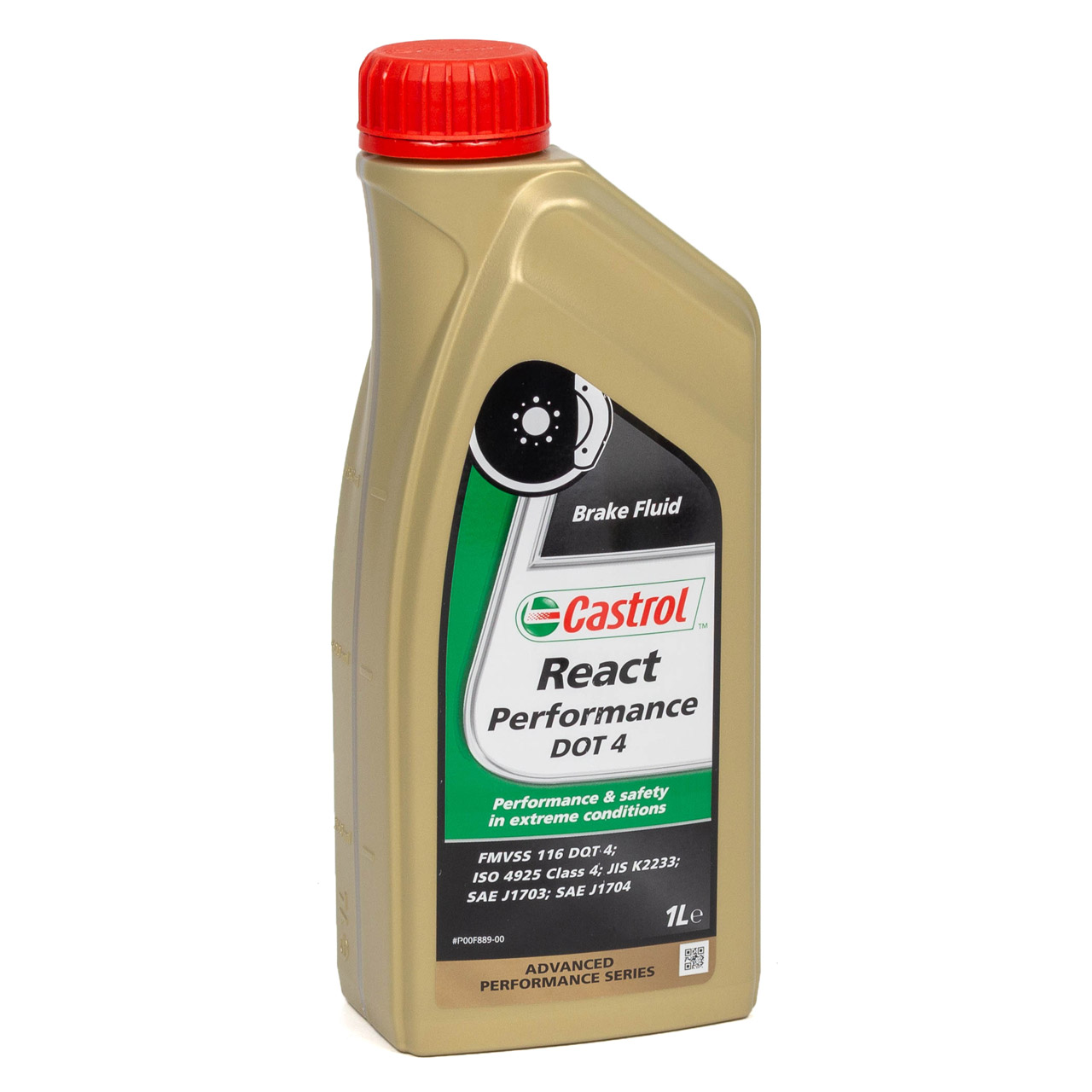 1L 1 Liter CASTROL REACT Performance DOT 4 Bremsflüssigkeit SAE J1703 J1704 FMVSS 116