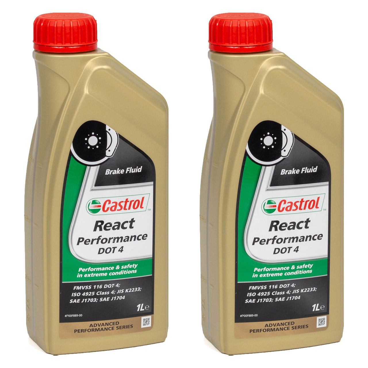 2L 2 Liter CASTROL REACT Performance DOT 4 Bremsflüssigkeit SAE J1703 J1704 FMVSS 116