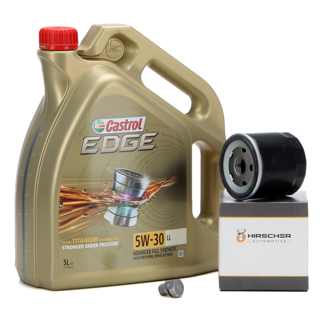 5 Liter CASTROL EDGE Motoröl ÖL TITANIUM 5W30 LL + HIRSCHER Ölfilter 04E115561H