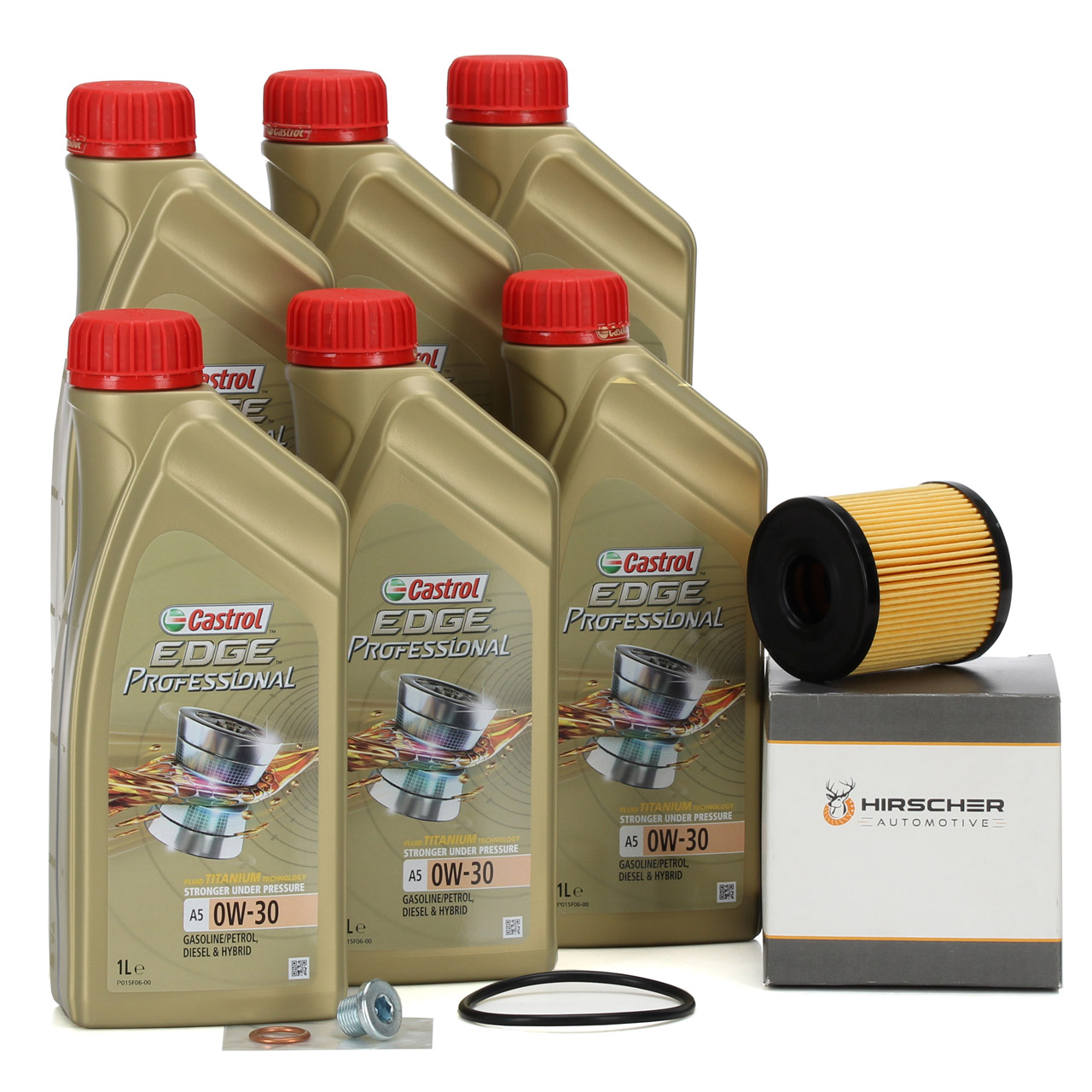 6L CASTROL EDGE A5 0W-30 + HIRSCHER Ölfilter VOLVO C30 C70 S40 S80 V50 V70 2.0 D