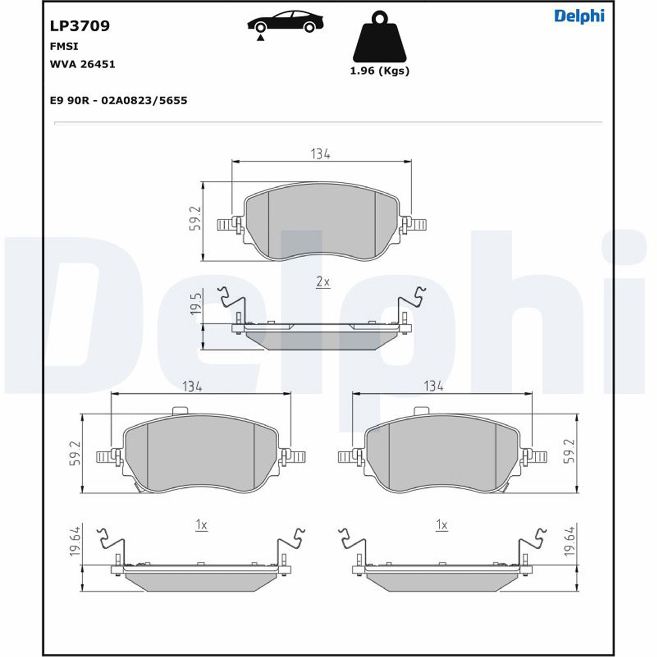 DELPHI LP3709 Bremsbeläge Bremsklötze FIAT Tipo (356_, 357_) ab 2020 vorne 77368941