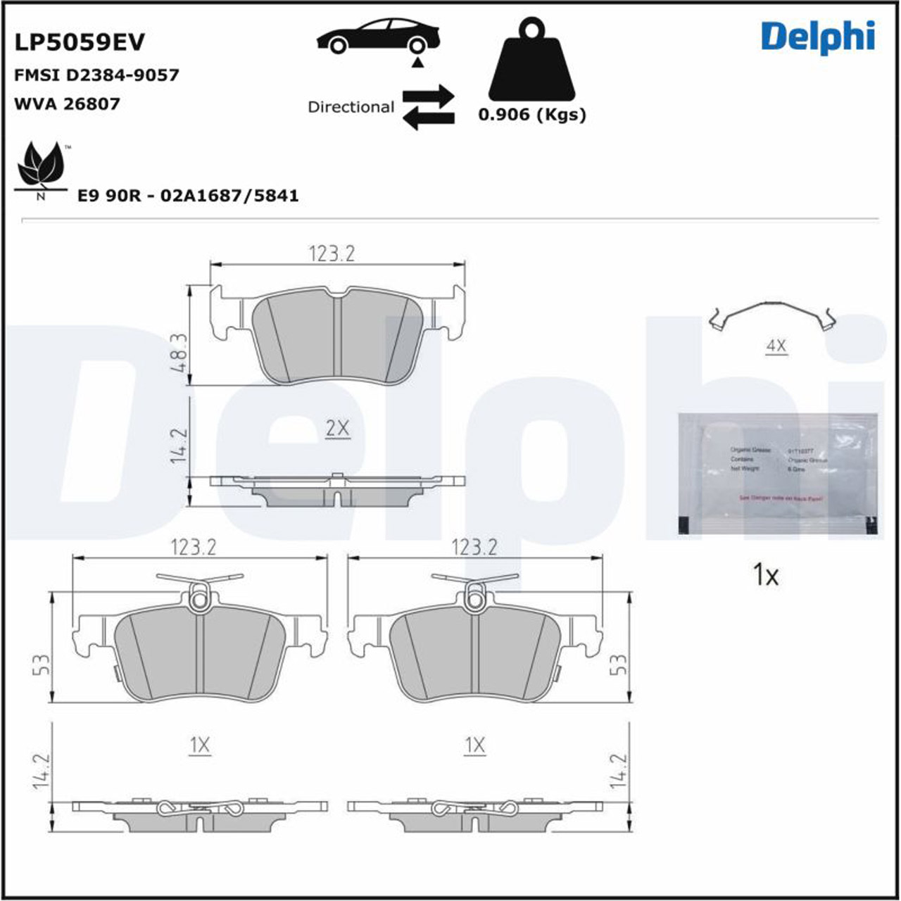 DELPHI LP5059EV Bremsbeläge Bremsklötze FORD Mustang Mach-E (CGW) hinten 2478915