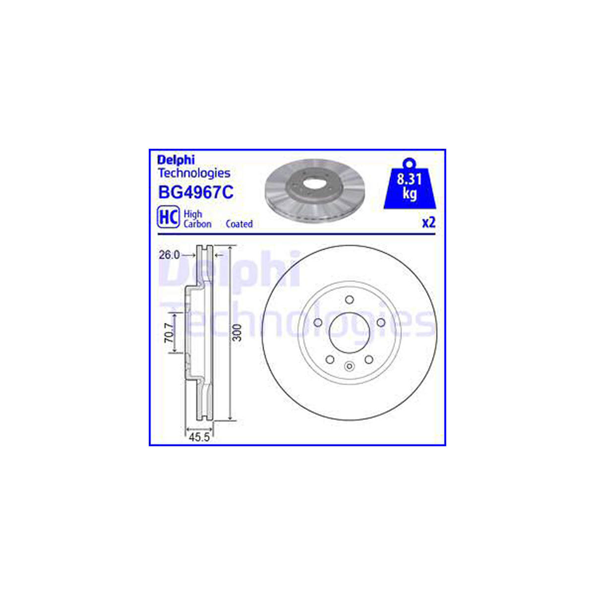 DELPHI BG4967C Bremsscheiben Satz OPEL Ampera Astra J Insignia B Zafira C 16 Zoll vorne