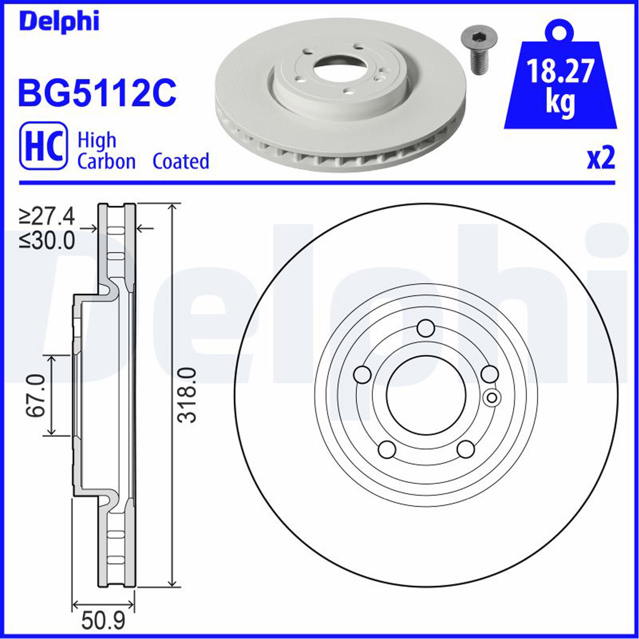 DELPHI BG5112C Bremsscheiben Satz MERCEDES W/V177 W247 C/X118 H/X247 vorne 2474210712