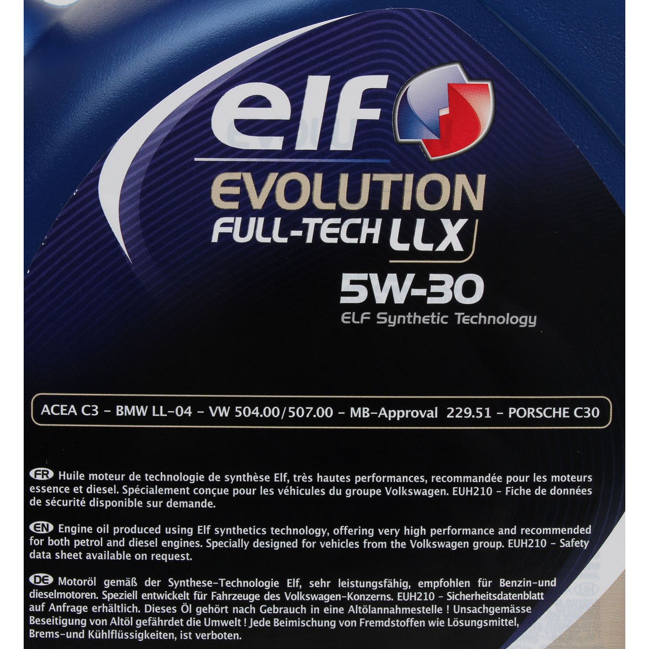 5L 5 Liter elf Evolution Full-Tech LLX 5W-30 Motoröl Öl VW 504/507.00 MB 229.51