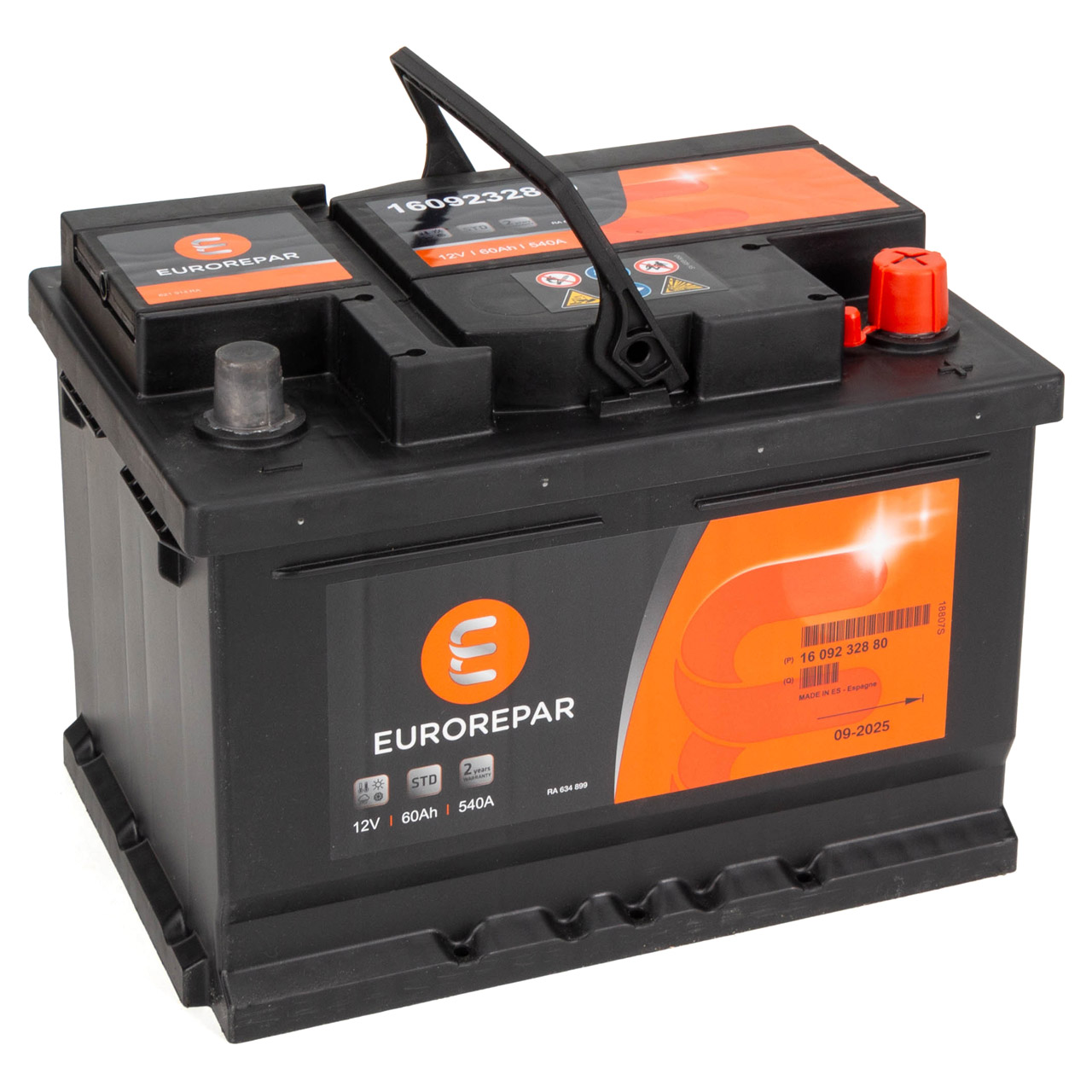 EUROREPAR Batterie Autobatterie Starterbatterie 12V 60Ah 540A/EN 1609232880