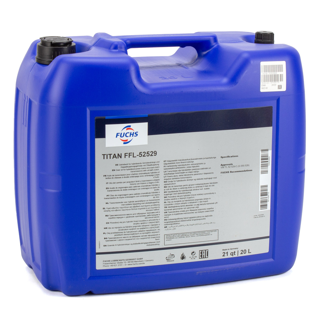 20L FUCHS TITAN FFL-52529 DSG Getriebeöl Doppelkupplungsgetriebe G055529 TL52529C