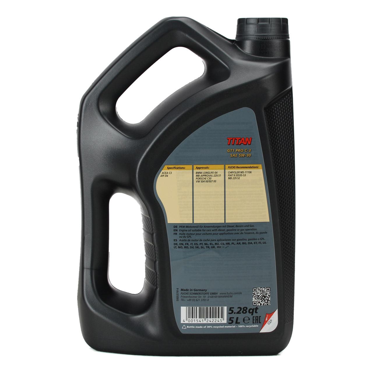 5L 5 Liter FUCHS MOTORÖL TITAN GT1 Pro C-3 5W30 5W-30 VW 504/507.00 MB 229.51