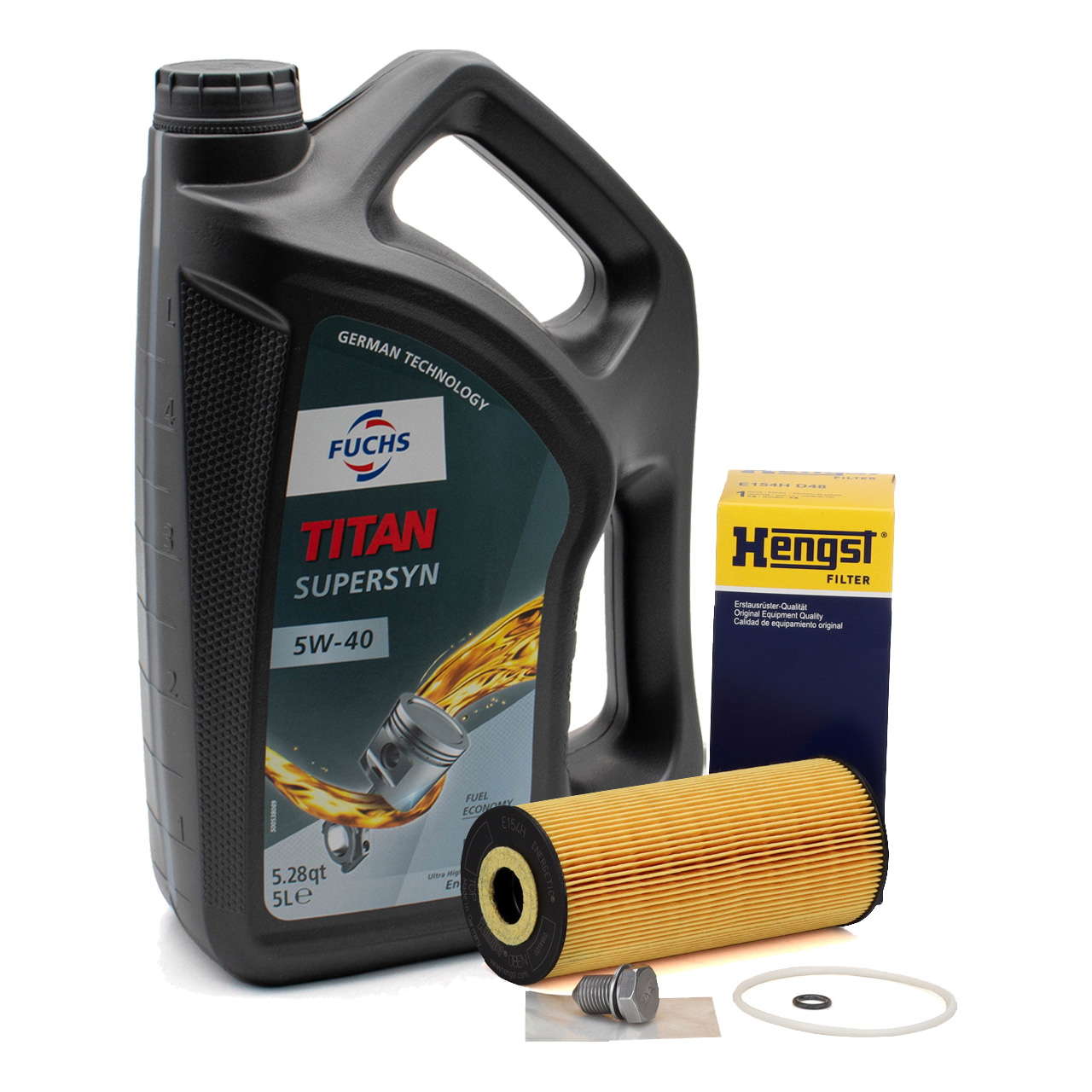 5L FUCHS TITAN SUPERSYN 5W-40 Motoröl Öl + HENGST Ölfilter AUDI SEAT SKODA VW 1.9 SDI/TDI