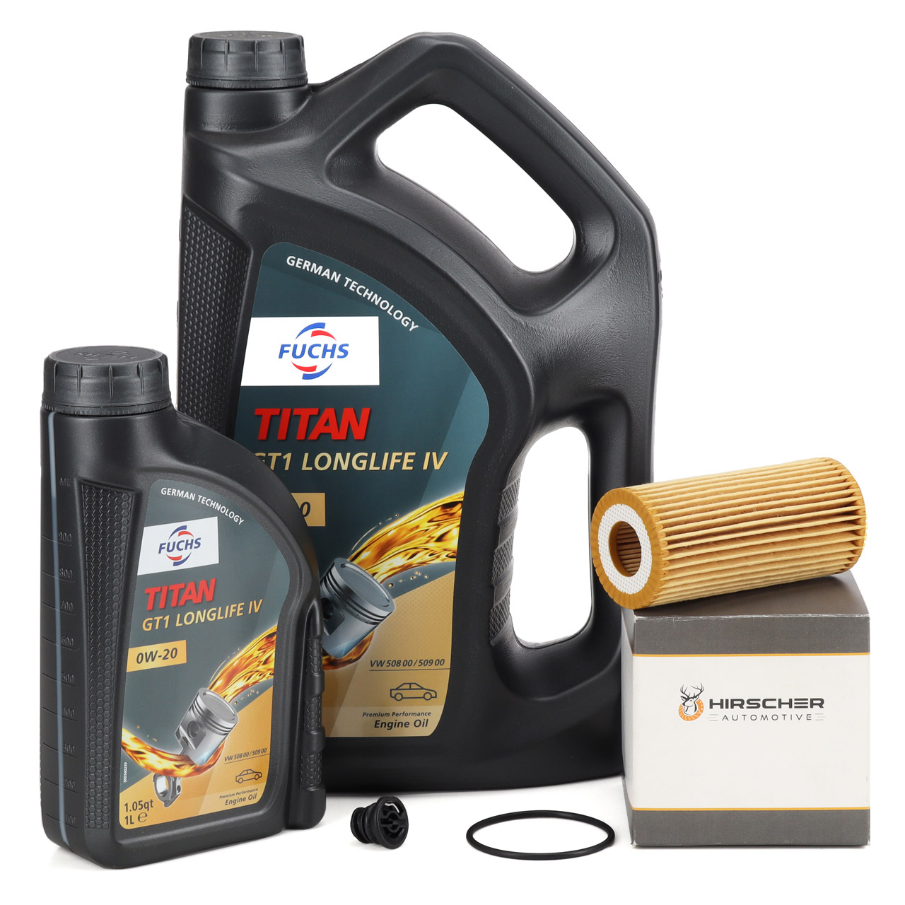 6L FUCHS TITAN GT1 0W-20 Motoröl + HIRSCHER Ölfilter AUDI CUPRA SEAT SKODA VW 1.8/2.0 TSI