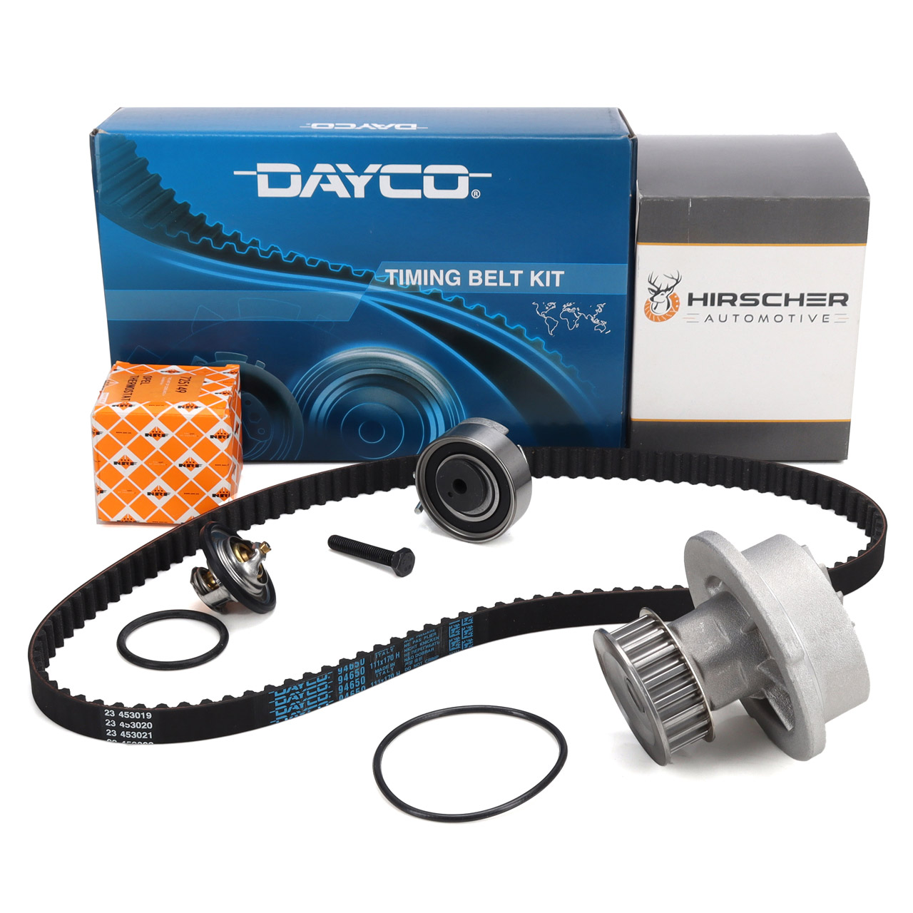 DAYCO Zahnriemensatz + HIRSCHER Wasserpumpe + NRF Thermostat OPEL Astra F G Vectra 1.4 1.6