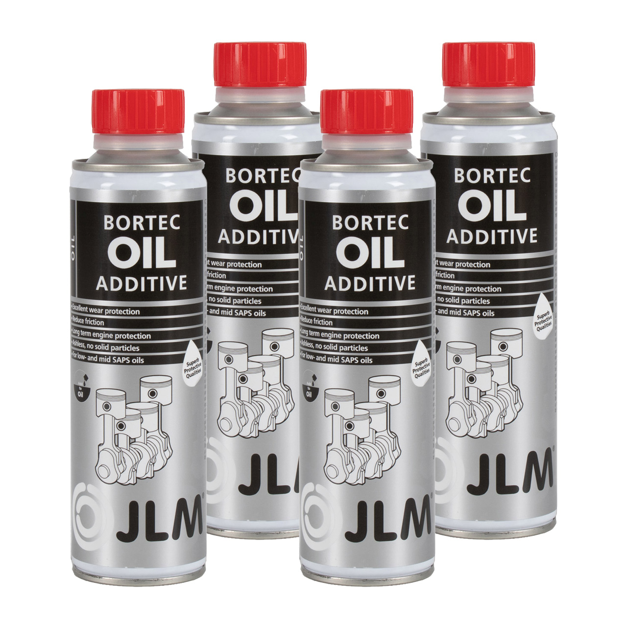 4x 250ml JLM J06050 Bortec Additiv Öladditiv Öl-Additiv Motorreiniger