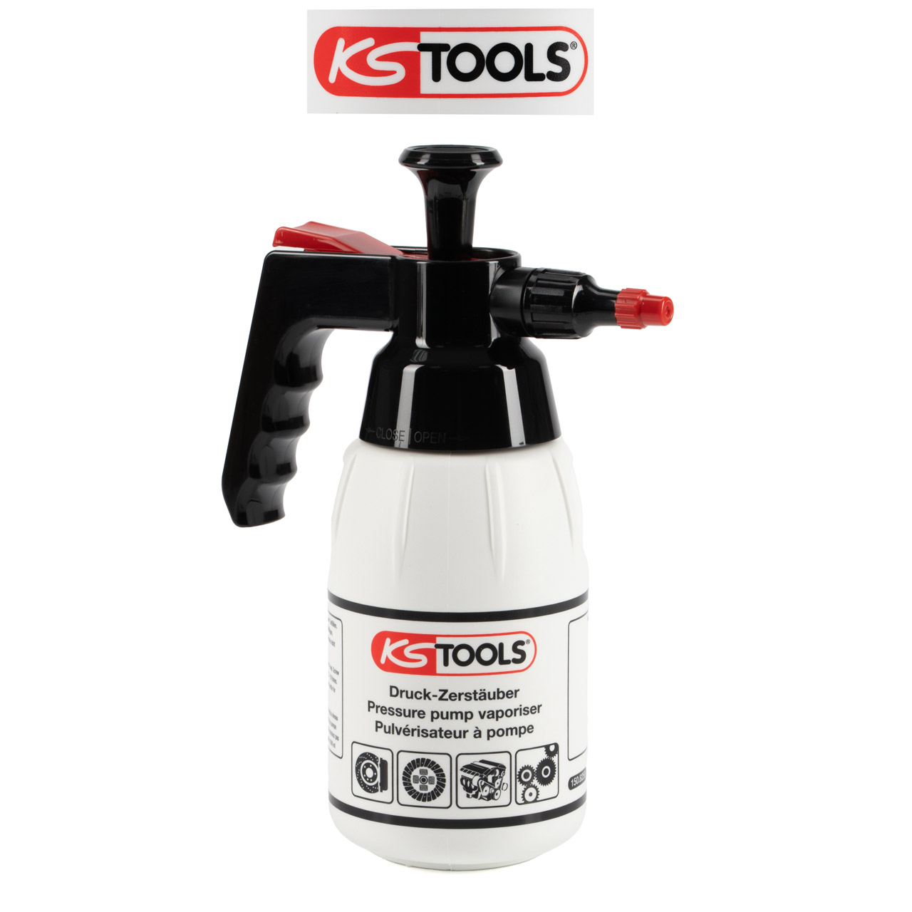 KS TOOLS 150.8258 Pumpsprühflasche Druckpump-Zerstäuber Drucksprüher Druckpumpflasche 1 L